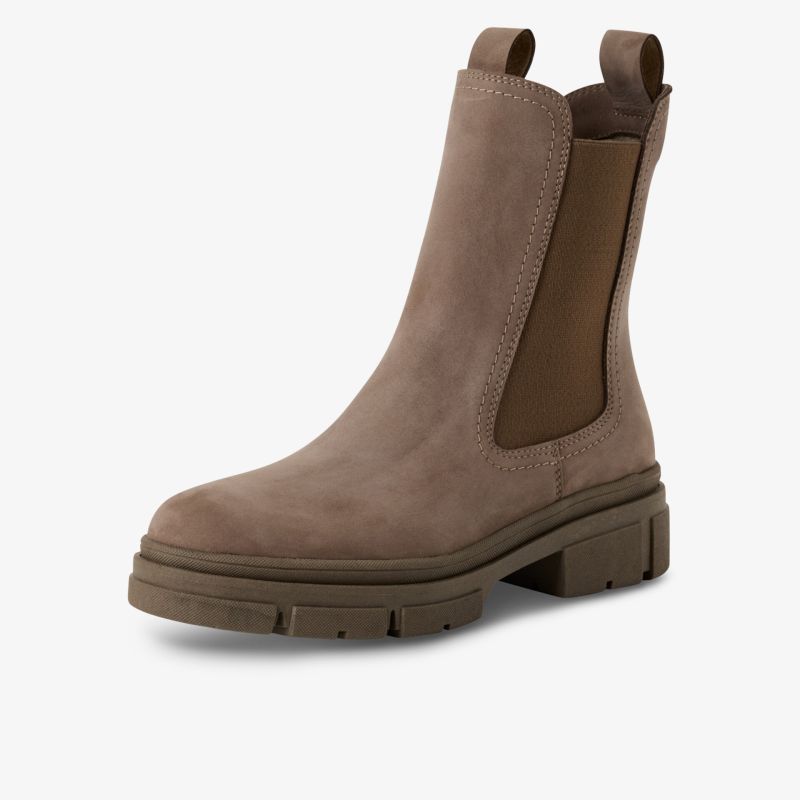 Stilvoller brauner Chelsea Boot mit elastischem Einsatz und rutschfester Profilsohle für Komfort und Halt