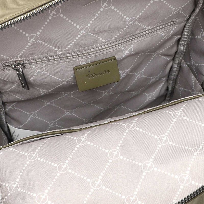 Elegantes Innenfutter mit Reißverschlusstasche und edlem Markenlogo für stilvolle Aufbewahrung.