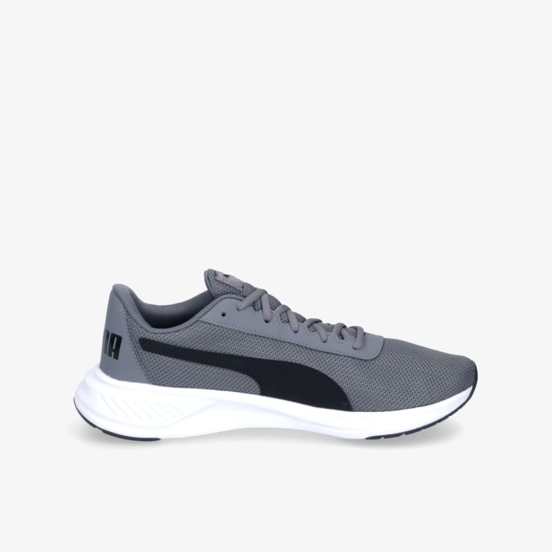 Grauer Sneaker mit weißer Sohle und modernem Design für sportlichen Stil und Komfort.