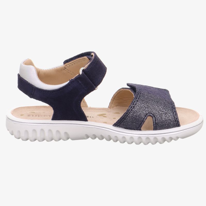 Bequeme navy Sandale mit Klettverschluss und gepolsterter Innensohle für optimalen Tragekomfort.