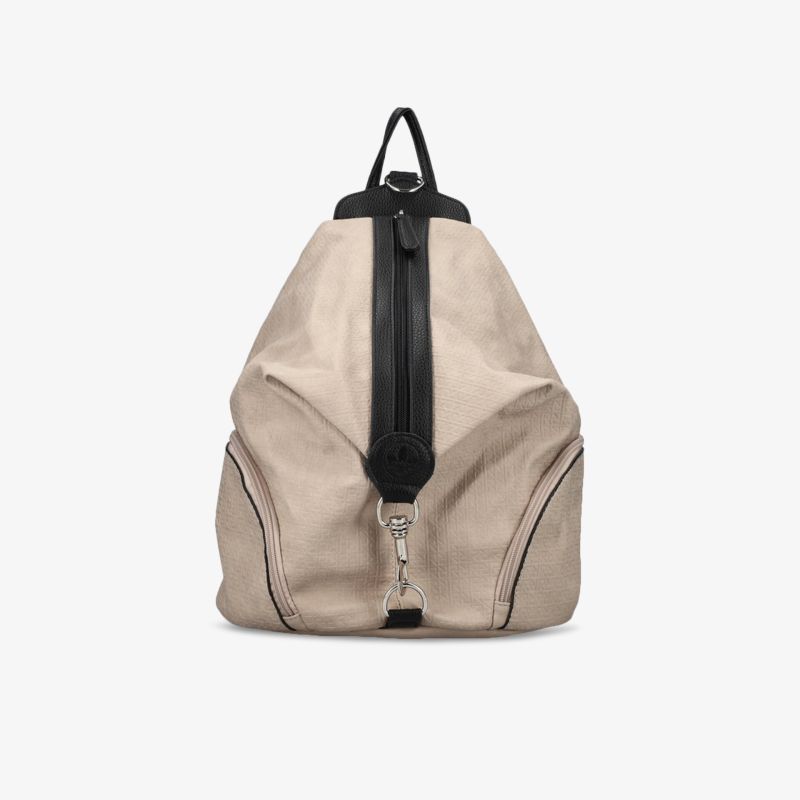 Moderner grauer Rucksack mit schwarzem Detail, perfekt für Alltag und Reisen, funktionelles Design