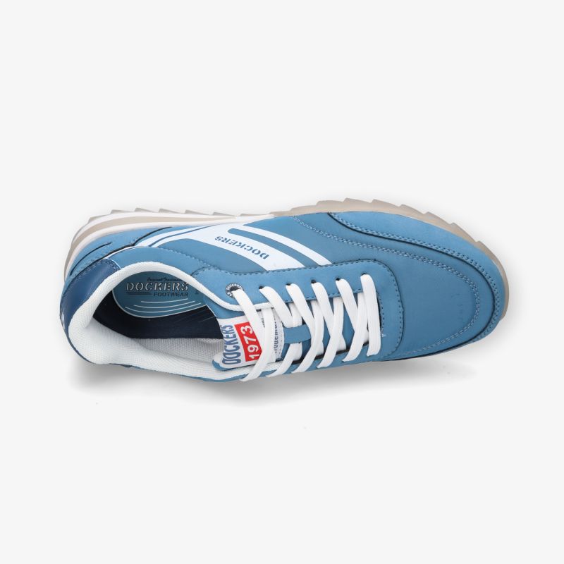 Bequemer, stilvoller Sneaker in Blau mit weißen Schnürsenkeln und markentypischem Design.