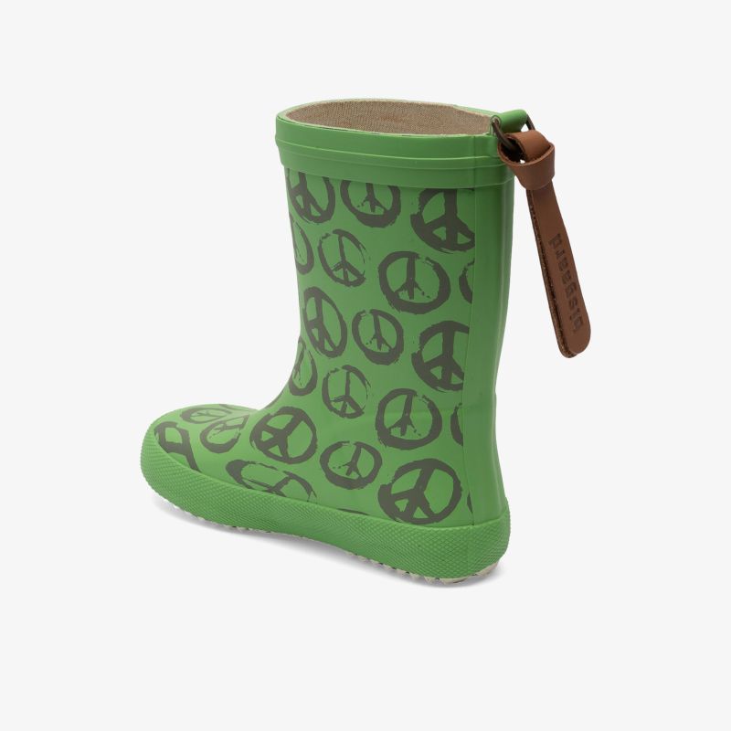 Grüner wasserdichter Gummistiefel mit rutschfester Sohle und praktischer Zugschlaufe für einfachen Einstieg