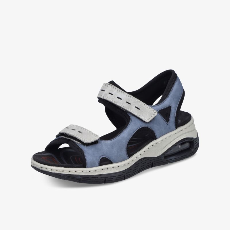 Bequeme blaue Freizeitsandale mit verstellbarem Klettverschluss und rutschfester Sohle, ideal für Outdoor-Aktivitäten
