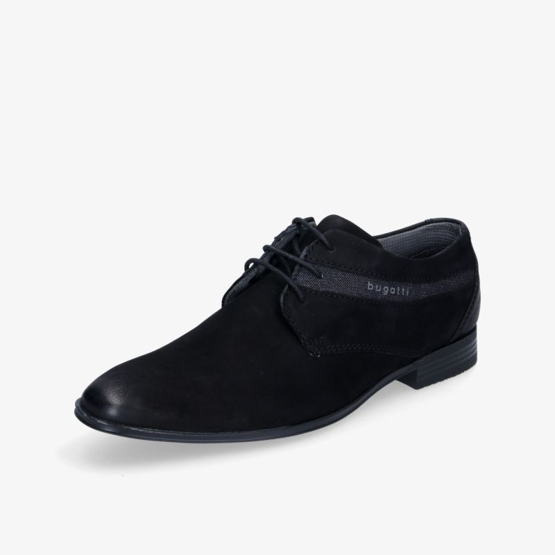 Eleganter schwarzer Lederoptik-Schnürschuh mit zeitlosem Design und bequemer Passform für vielseitige Anlässe.