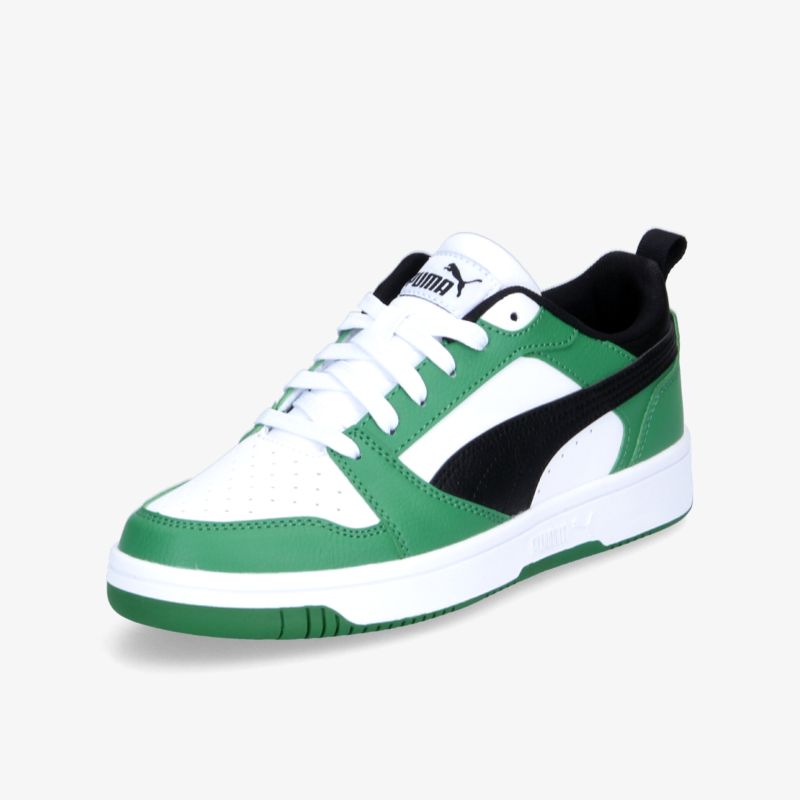 Moderner Sneaker in Grün und Weiß mit kontrastierenden schwarzen Akzenten und einer bequemen Passform.
