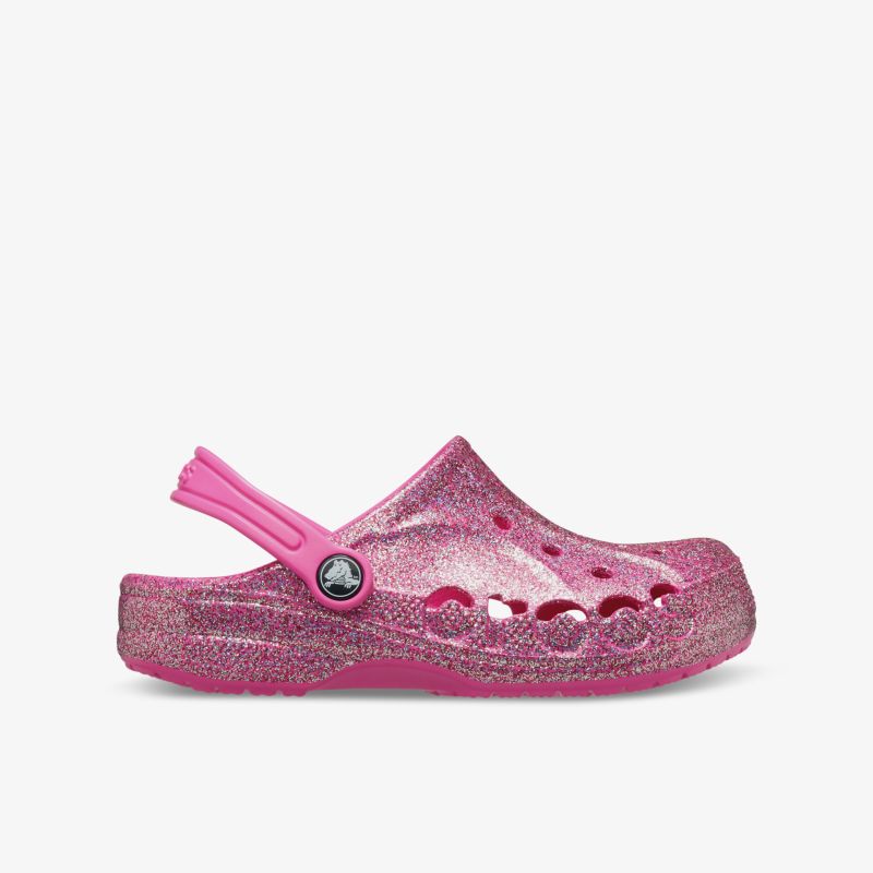 Rosa glitzernder Clog mit elastischem Riemen, atmungsaktiv und rutschfester Sohle für hohen Tragekomfort