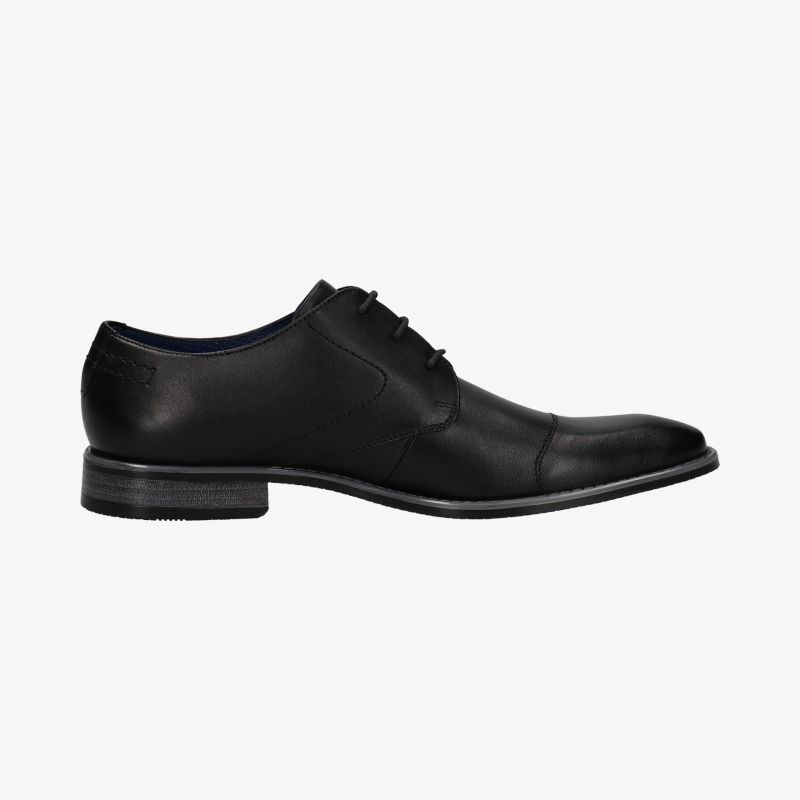 Klassische schwarze Lederschnürschuhe mit elegantem Design, ideal für formelle Anlässe und stilvolle Auftritte.
