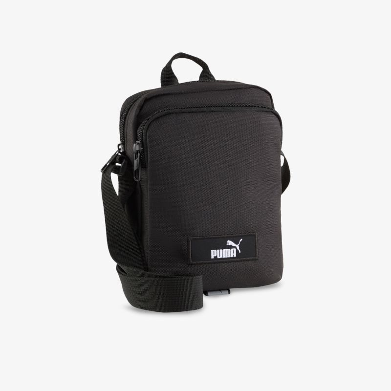 Schwarze Puma Schultertasche mit praktischem Reißverschluss und verstellbarem Schulterriemen, kompakt und leicht