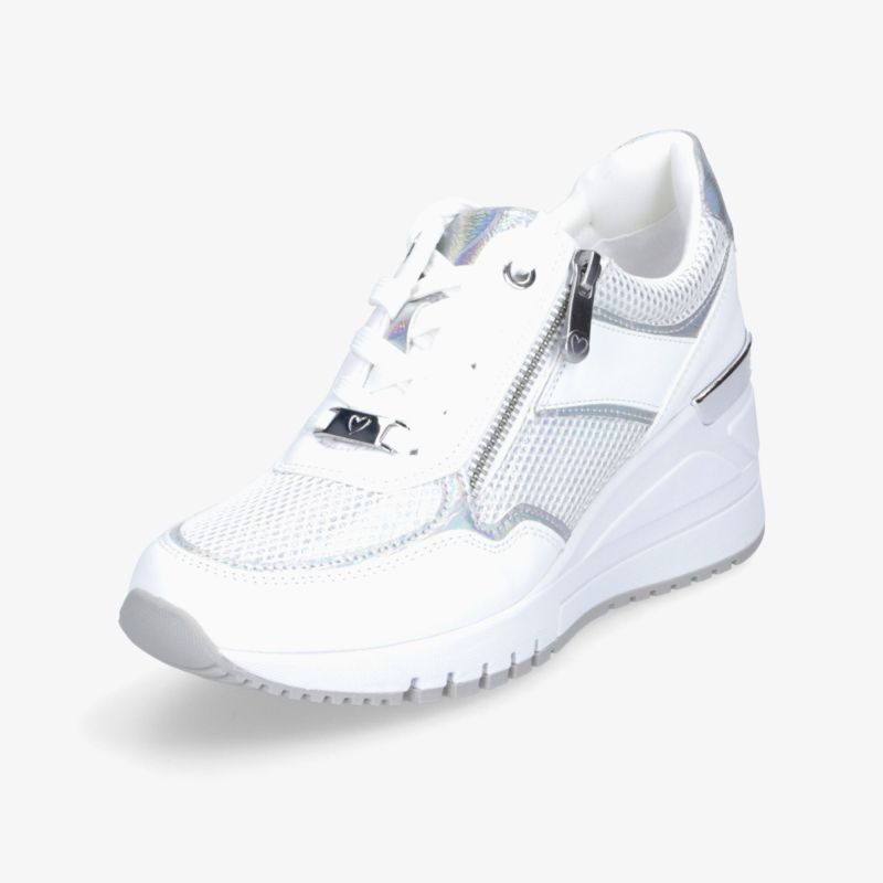 Weißer Sneaker mit praktischem Reißverschluss, atmungsaktivem Material und bequemer, leichter Sohle für optimalen Komfort