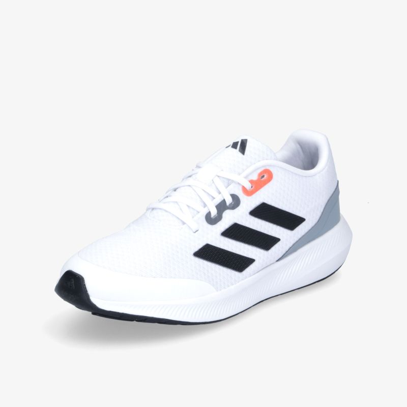 Weißer adidas Sneaker mit seitlichem schwarzen Streifen und orangenem Detail, ideal für Sport und Freizeit