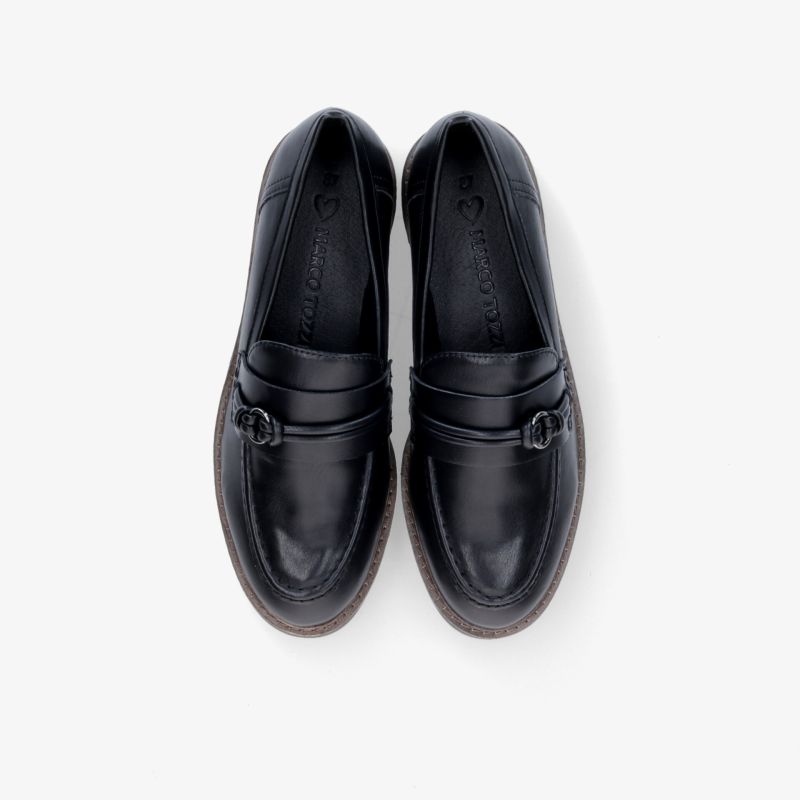 Elegante schwarze Lederloafer mit klassischem Design und hohem Tragekomfort, ideal für jeden Anlass.