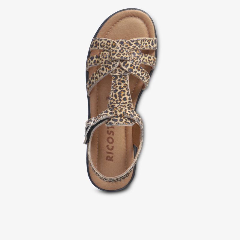 Bequeme Sandale mit Leopardenmuster, verstellbarem Riemen und gepolstertem Fußbett für hohen Tragekomfort