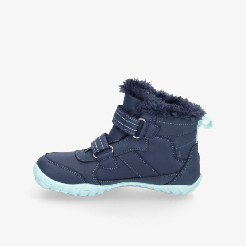 Warmer, bequemer Kinder-Winterstiefel in Blau mit weichem Fleecefutter und praktischem Klettverschluss