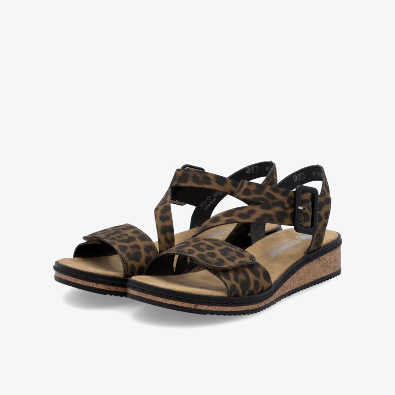 Modische Sandalen mit verstellbaren Riemen, gepolsterter Innensohle und rutschfester Sohle in braunem Tierschlangen-Muster