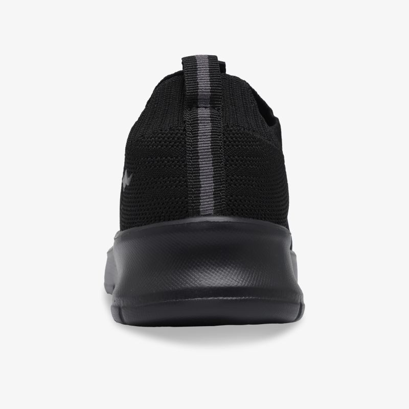 Schwarzer Sportschuh mit stabiler Ferse und moderner, ergonomischer Form, ideal für Komfort und Halt