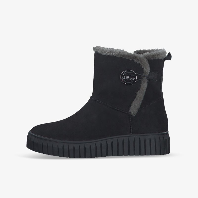 Schwarze, warme Winterstiefel mit Fellfutter und rutschfester Sohle