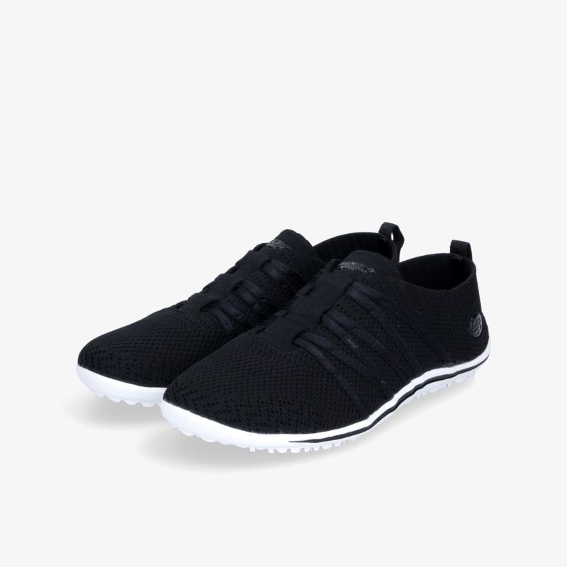 Leichte, atmungsaktive und bequeme schwarze Freizeitschuhe mit flexibler und rutschfester Sohle.