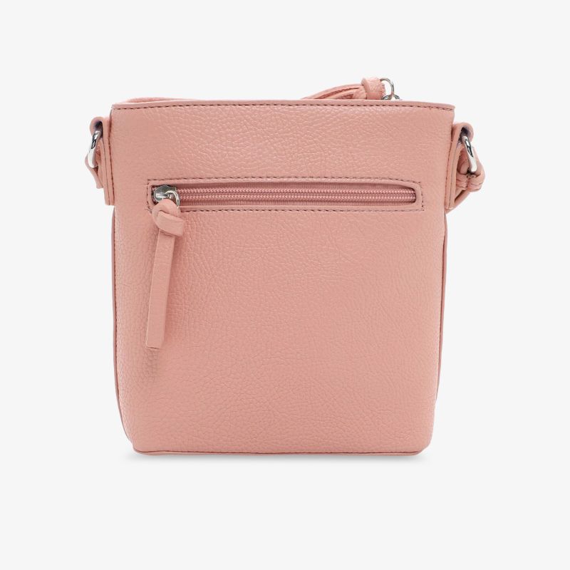 Kompakte rosa Umhängetasche mit Reißverschluss, leicht und praktisch für den Alltag