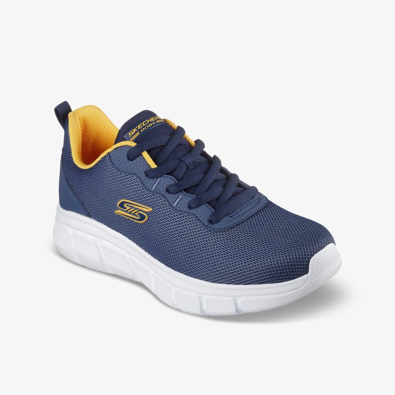 Leichter, atmungsaktiver Sportschuh in Blau mit flexibler, weißer Sohle und gepolstertem Einstieg