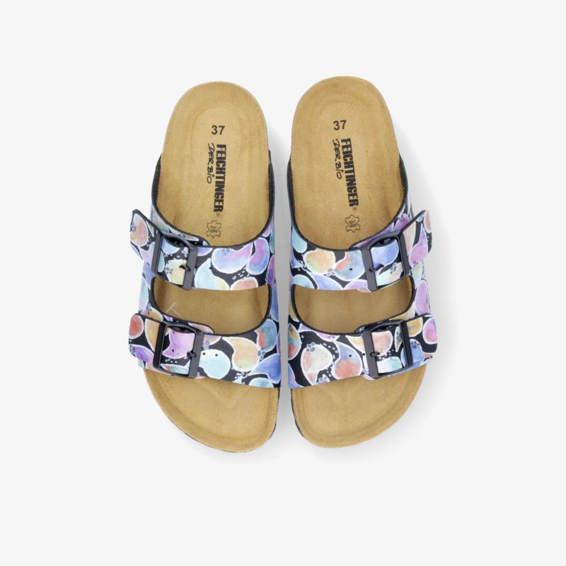 Leichte Sandalen mit verstellbaren Riemen und bequemem Fußbett, modisches buntes Muster, flexible und rutschfeste Sohle