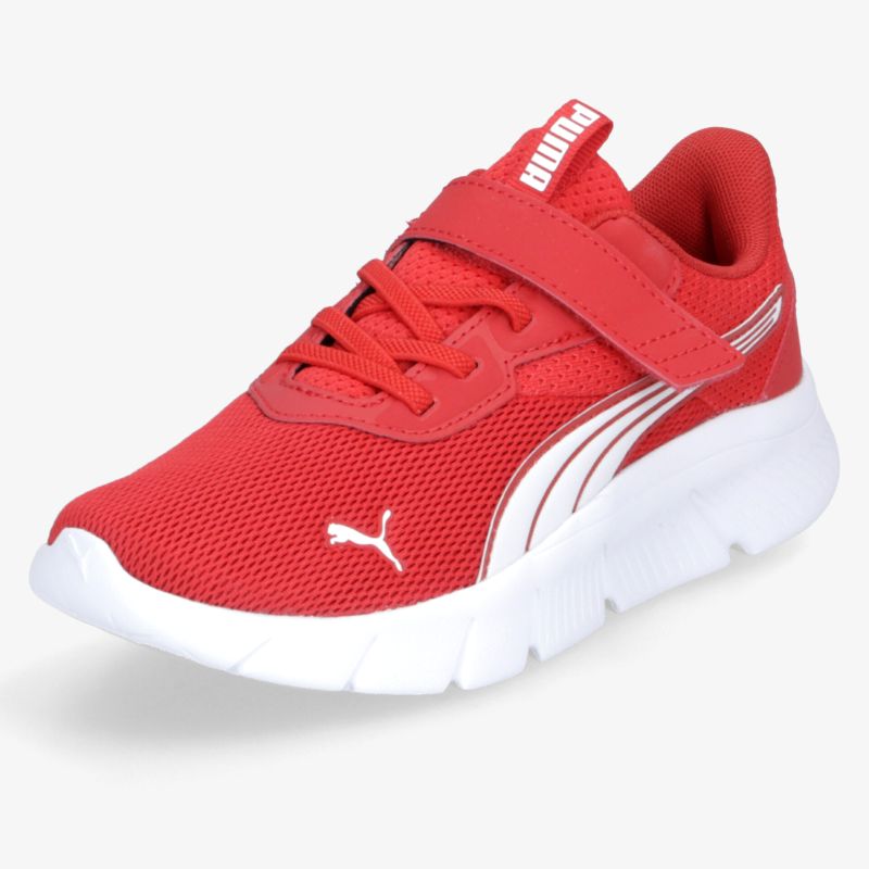 Roter leichter Sportschuh mit atmungsaktiver Mesh-Oberfläche und flexiblem Profil, bequemer Klettverschluss