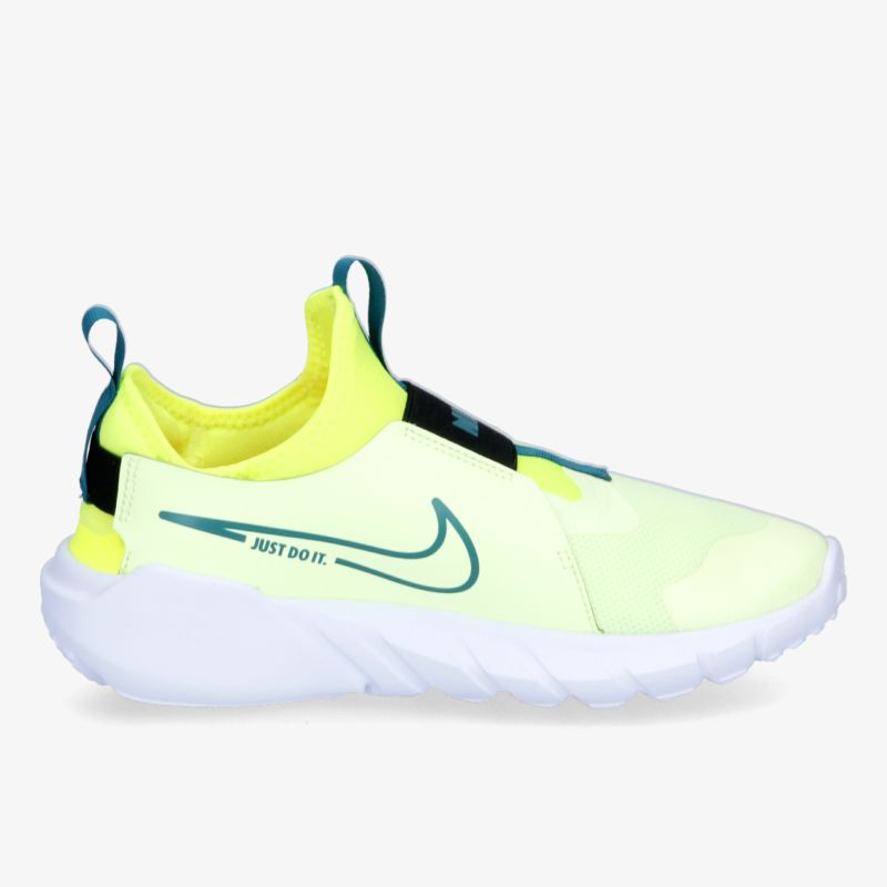 Sportlicher Sneaker in leuchtendem Gelb mit sockenähnlichem Design und seitlichem Logo, ideal für Fitness und Alltag