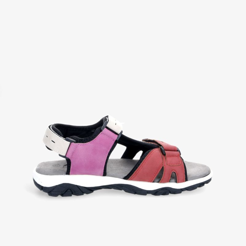 Bequeme und flexible Sandale mit rutschfester Sohle und verstellbaren Riemen in bunten Farben