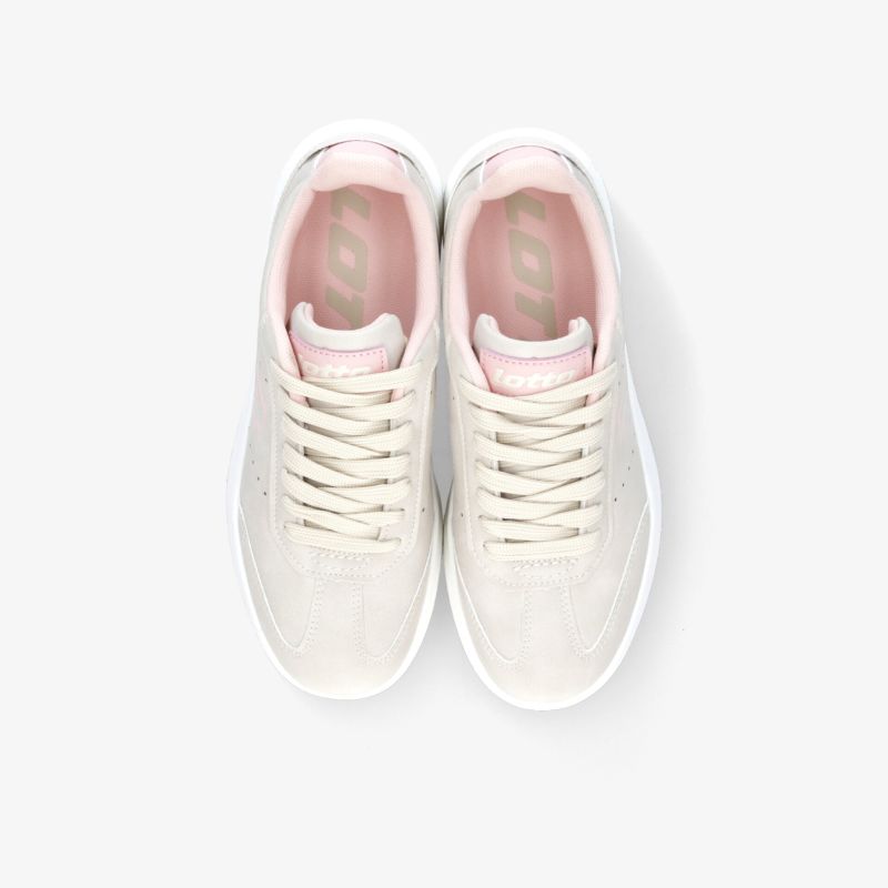 Weiße Sneaker Paar in Draufsicht, bequem und leichter Stoff, gepolsterte Innensohle für optimalen Tragekomfort