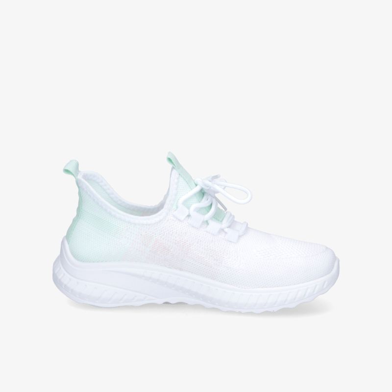 Leichter weißer Sneaker mit flexibler Passform und rutschfester Sohle, ideal für sportlichen Komfort