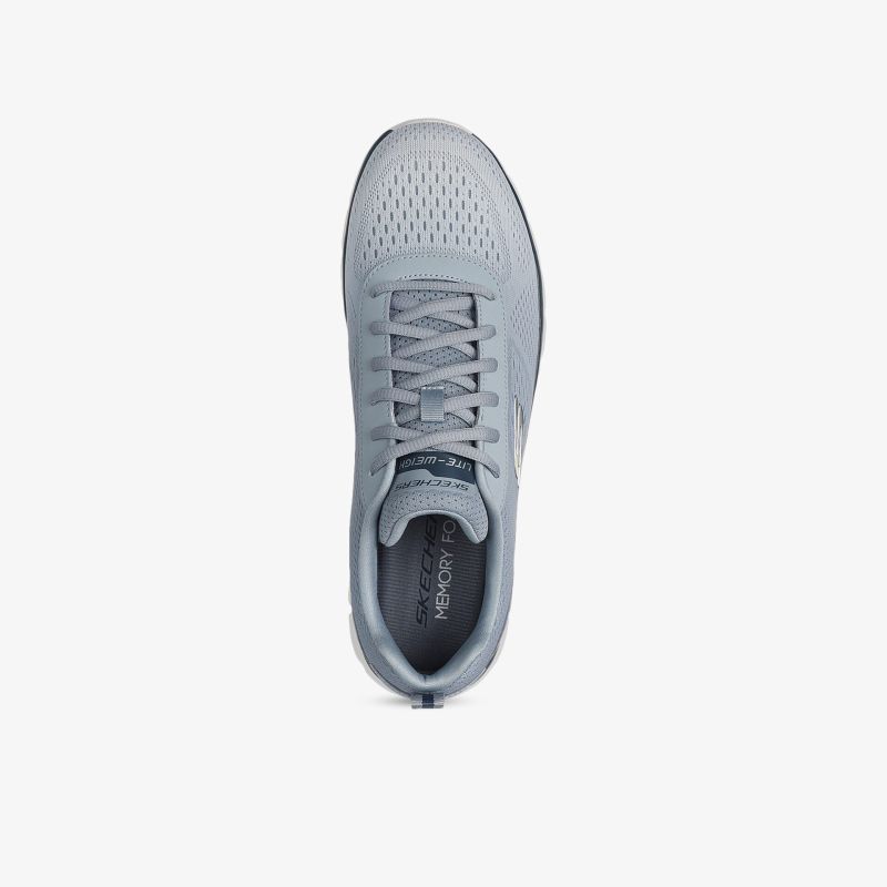 Hellgrauer Sneaker mit atmungsaktivem Mesh-Material und bequemer Passform in Draufsicht