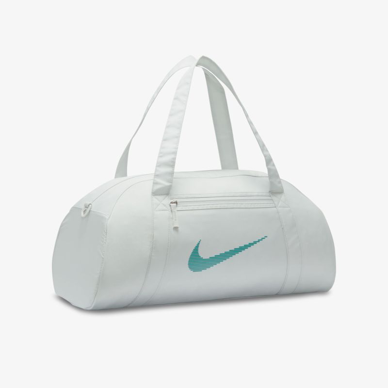 Stilvolle weiße Nike-Sporttasche mit markantem Logo und praktischem Reißverschluss für vielseitige Nutzung.