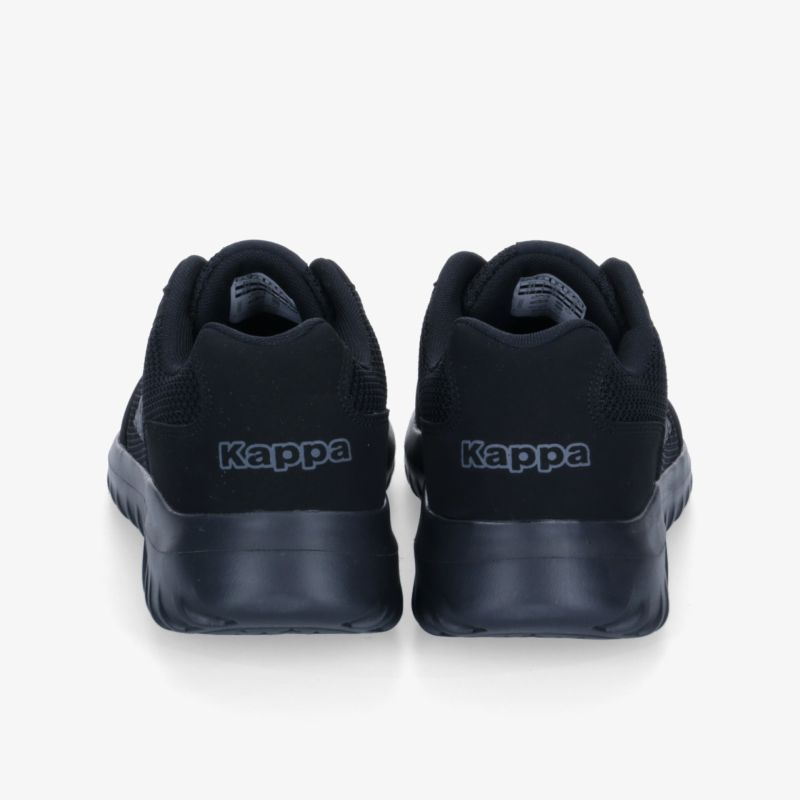 Bequeme, stylische schwarze Sneakers mit rutschfester Sohle und modernem Design von hinten.