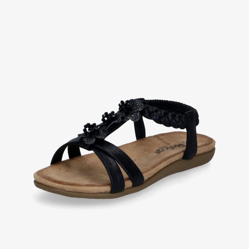Elegante schwarze Sandale mit Riemchen und bequemer Sohle für stilvollen Tragekomfort im Sommer