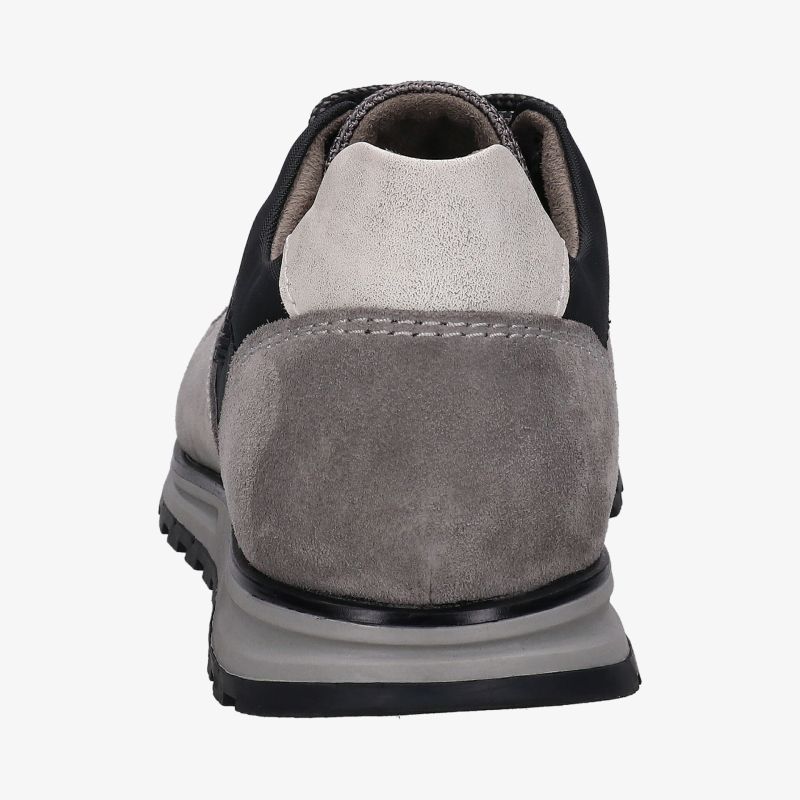 Eleganter grauer Schuh mit verstärkter Ferse, ideal für täglichen Gebrauch und maximalen Komfort.