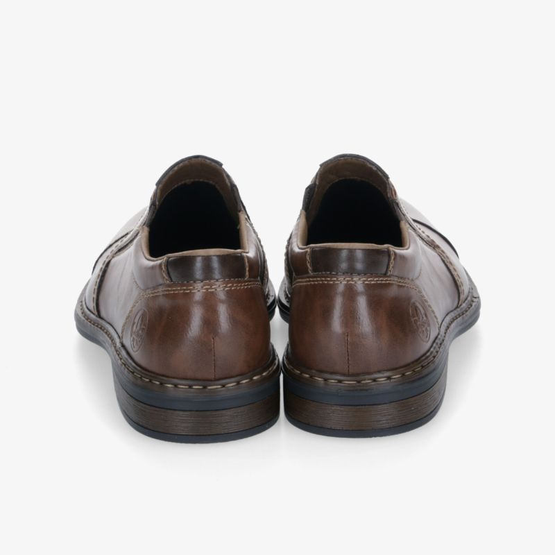 Elegante braune Lederschuhe mit hochwertiger Verarbeitung und komfortabler rutschfester Sohle, Rückansicht