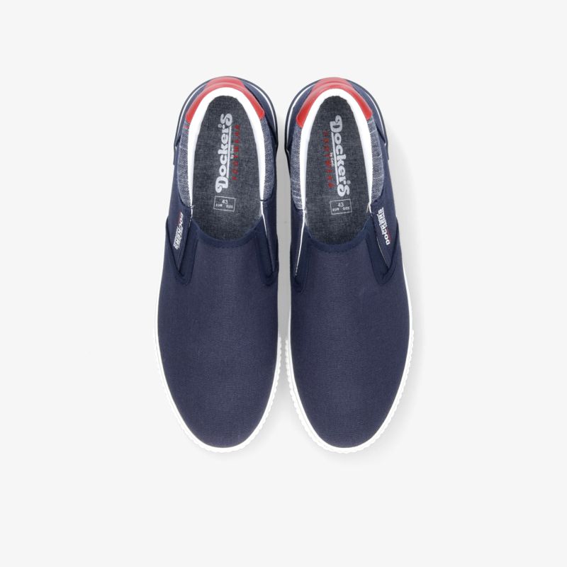 Elegante Slip-On-Schuhe in dunklem Navyblau mit kontrastreichen Details und rutschfester Sohle.
