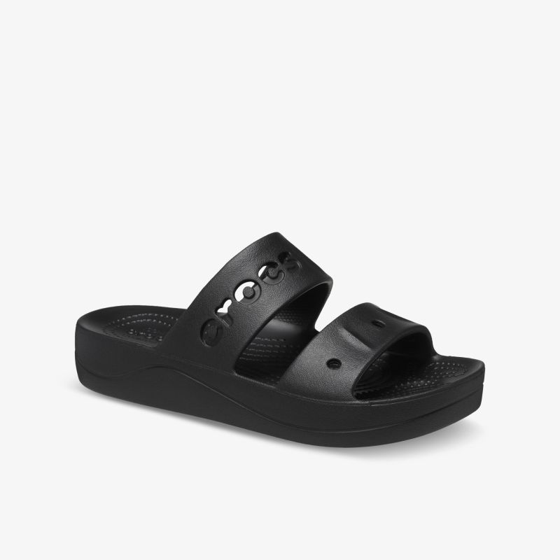 Schwarze bequeme Sandale mit gepolstertem Fußbett, rutschfester Gummisohle und zwei verstellbaren Riemen