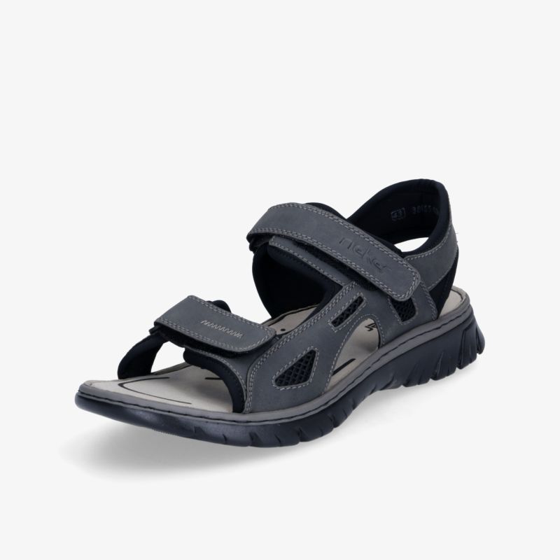 Sportliche schwarze Sandale mit verstellbarem Klettverschluss, rutschfester Sohle und atmungsaktivem Design