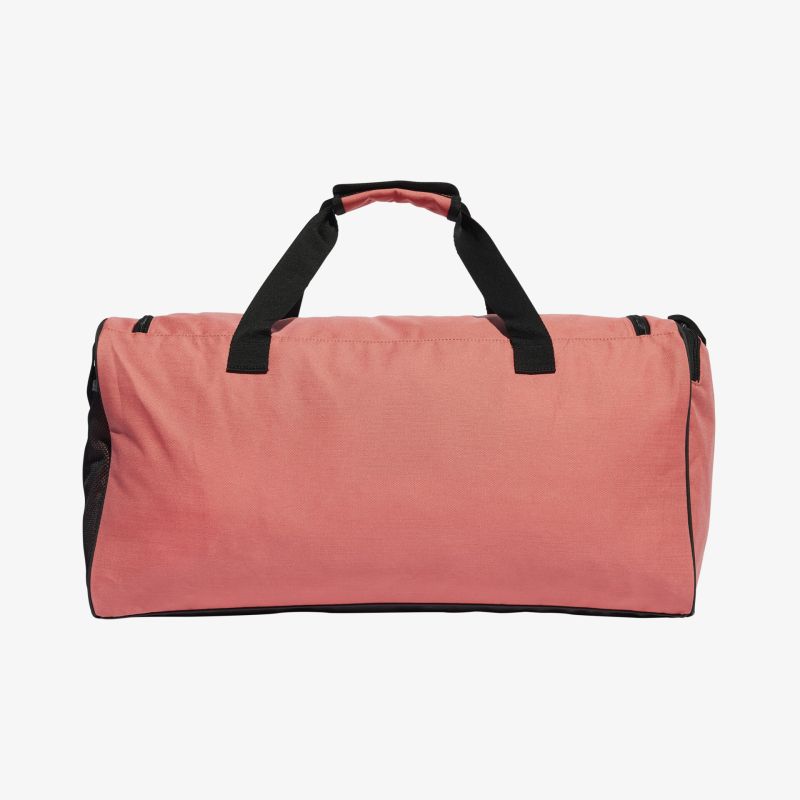 Geräumige pinkfarbene Sporttasche mit schwarzen Trägern für vielseitigen Einsatz und praktischen Komfort.