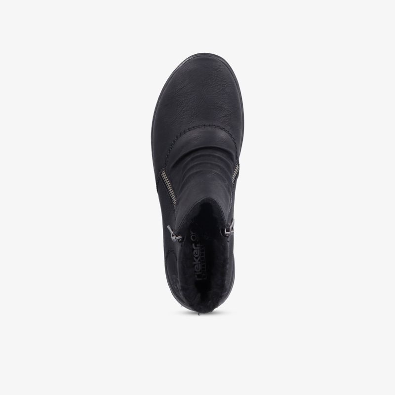 Robuster schwarzer Stiefel mit wasserdichtem Material und rutschfester Sohle, bequem und langlebig