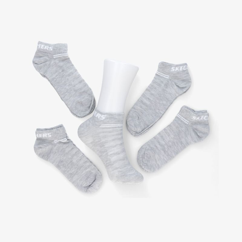 Set aus fünf grauen Sportsocken, kurz, elastisch und atmungsaktiv für hohen Tragekomfort bei sportlicher Aktivität