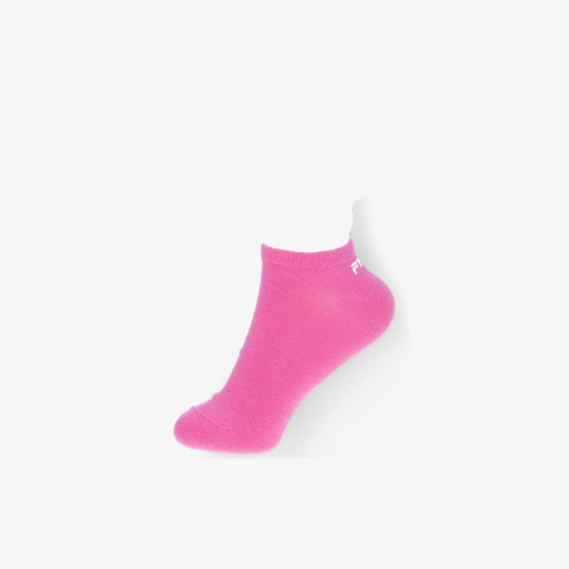 Sportliche pinke Sneaker-Socke mit elastischem Bund, atmungsaktivem Material und angenehmem Tragekomfort seitlich dargestellt