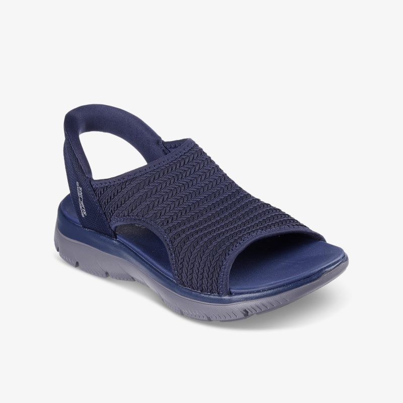 Bequeme blaue Sandale mit elastischem Textilriemen und rutschfester Sohle, ideal für den Alltag