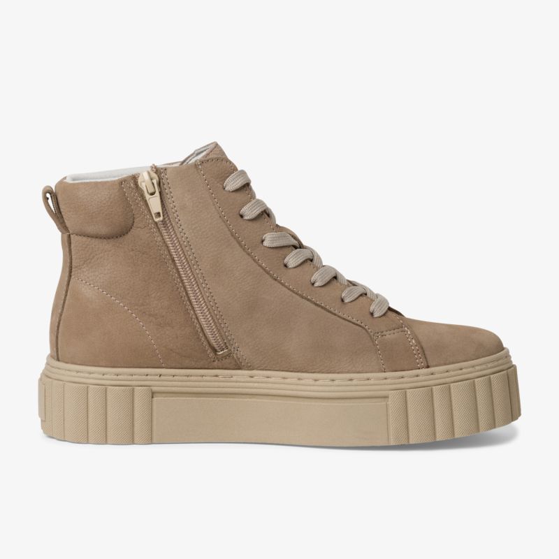 Modische beige Sneaker mit hohem Komfort, robustem Design und rutschfester Sohle, ideal für den urbanen Stil.