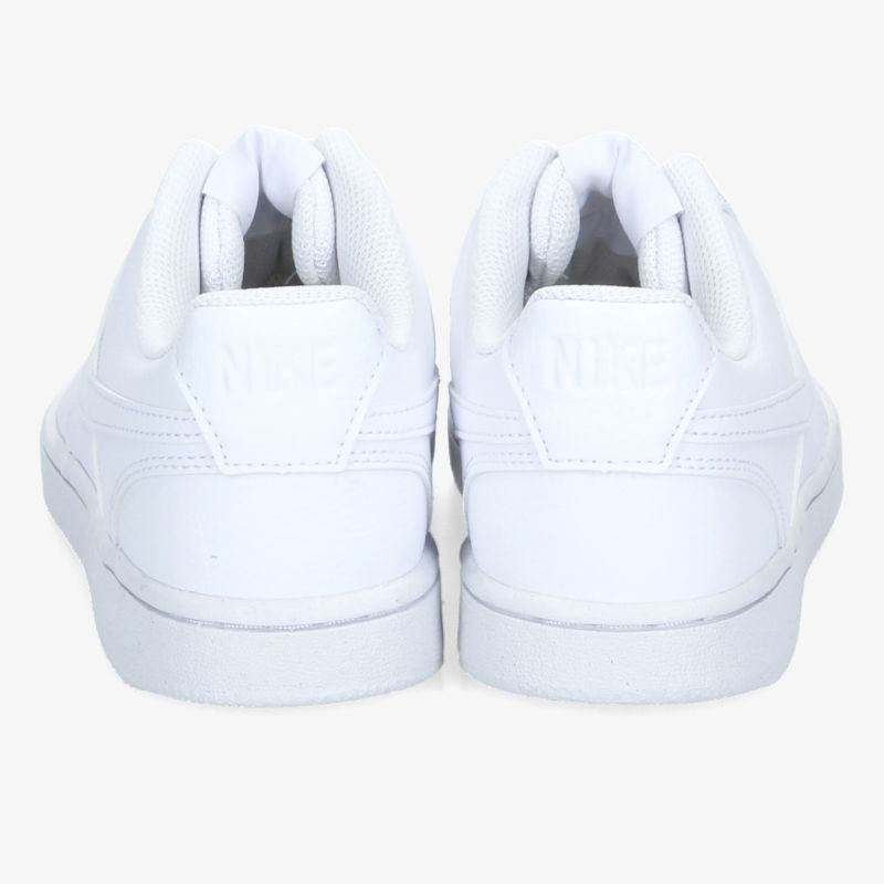 Weiße Sneakers aus Leder, modern und bequem, Rückansicht.