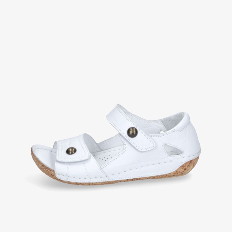 Weiße Sandalen mit verstellbaren Riemen und rutschfester Sohle für hohen Tragekomfort und perfekte Passform.