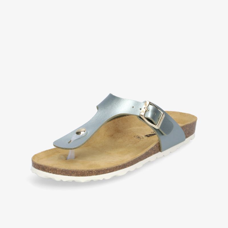Bequeme metallic Sandale mit verstellbarer Metallschnalle und weichem Fußbett für angenehmen Tragekomfort