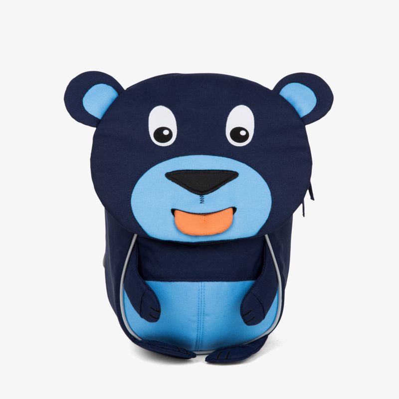 Verspielter Rucksack in Bärenform mit fröhlichem Gesicht. Perfekt für Kinder - leicht, bequem und geräumig.