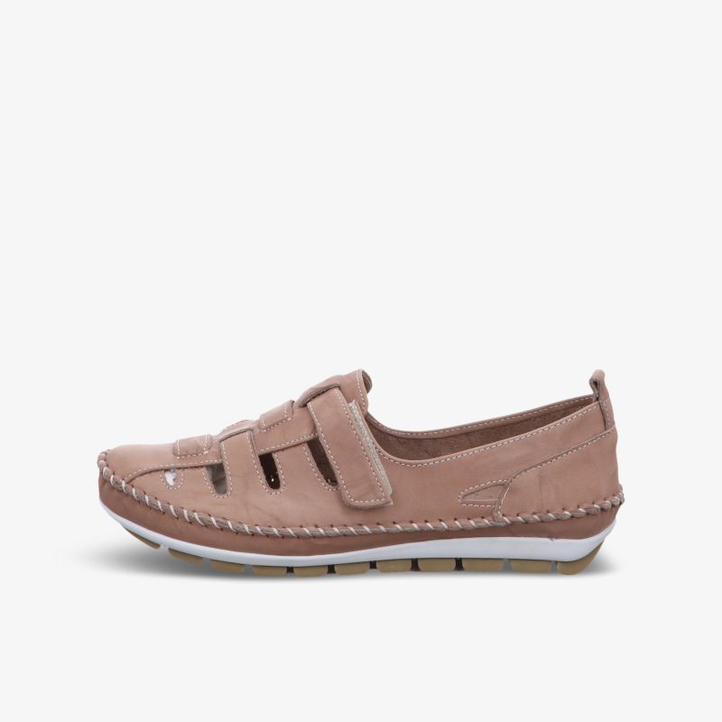 Eleganter Lederschuh mit praktischen Klettverschlüssen und rutschfester Sohle in modernem Design.